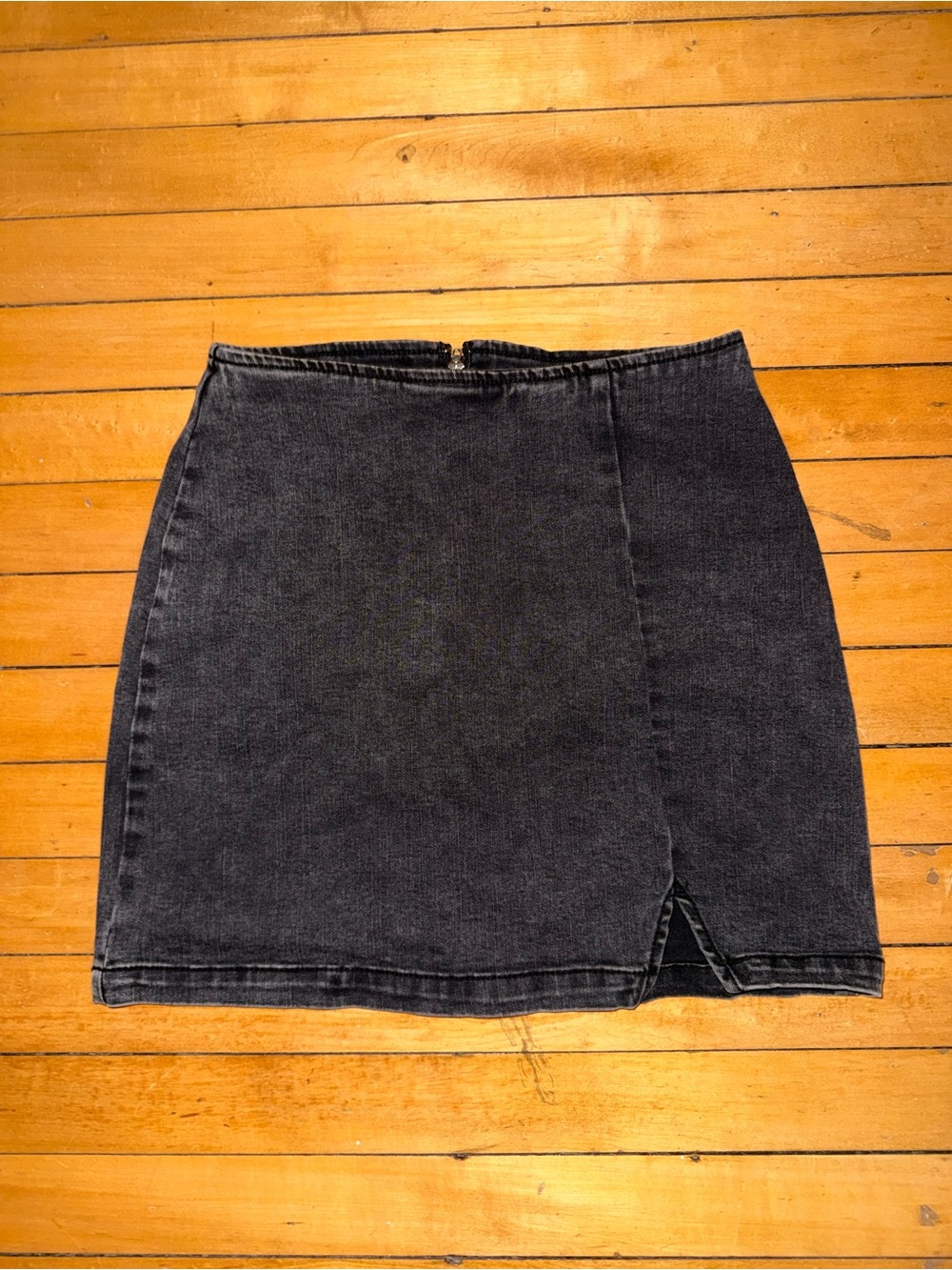 wild fable Black Denim Mini Skirt with Front Slit